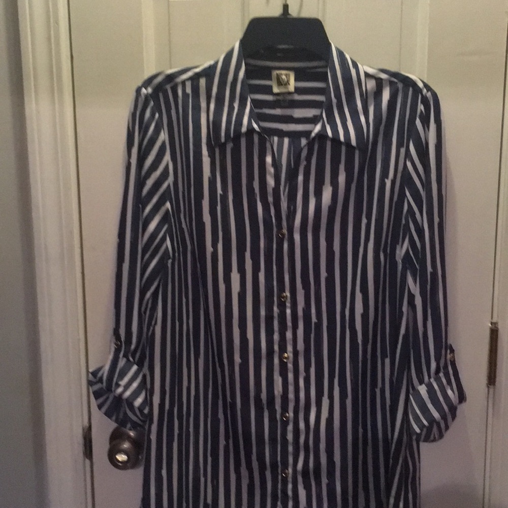 Blue and white Anne Klein blouse